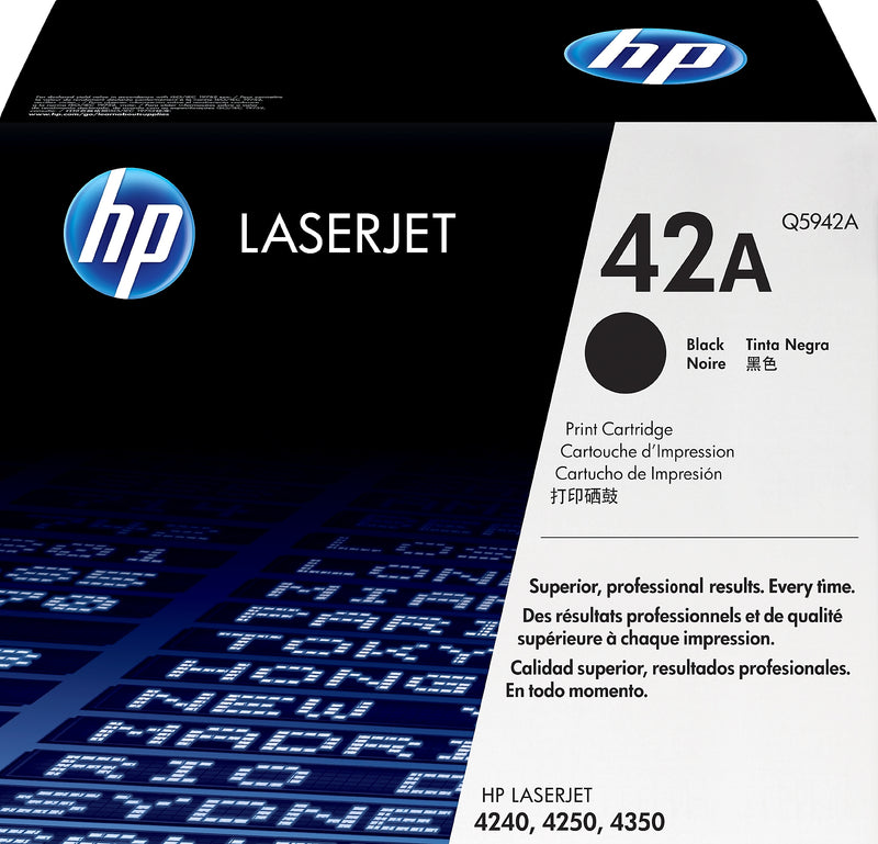 HP 42A Black Standard Yield Toner Cartridge, Prints Up to 10,000 Pages (Q5942A)