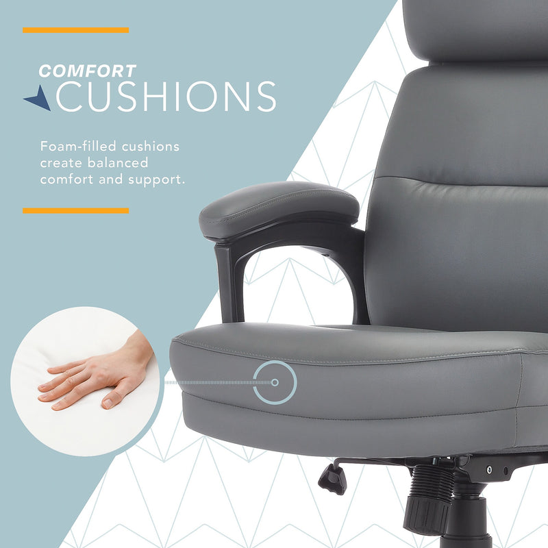 Click365 Classic Ergonomic Bonded Leather Swivel Executive Chair, Gray (CCHR10022D)