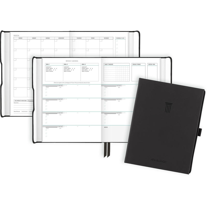 AT-A-GLANCE Foundation 6.75" x 8.5" Weekly & Monthly Planner, Plastic Cover, Black (AAGFD20005)