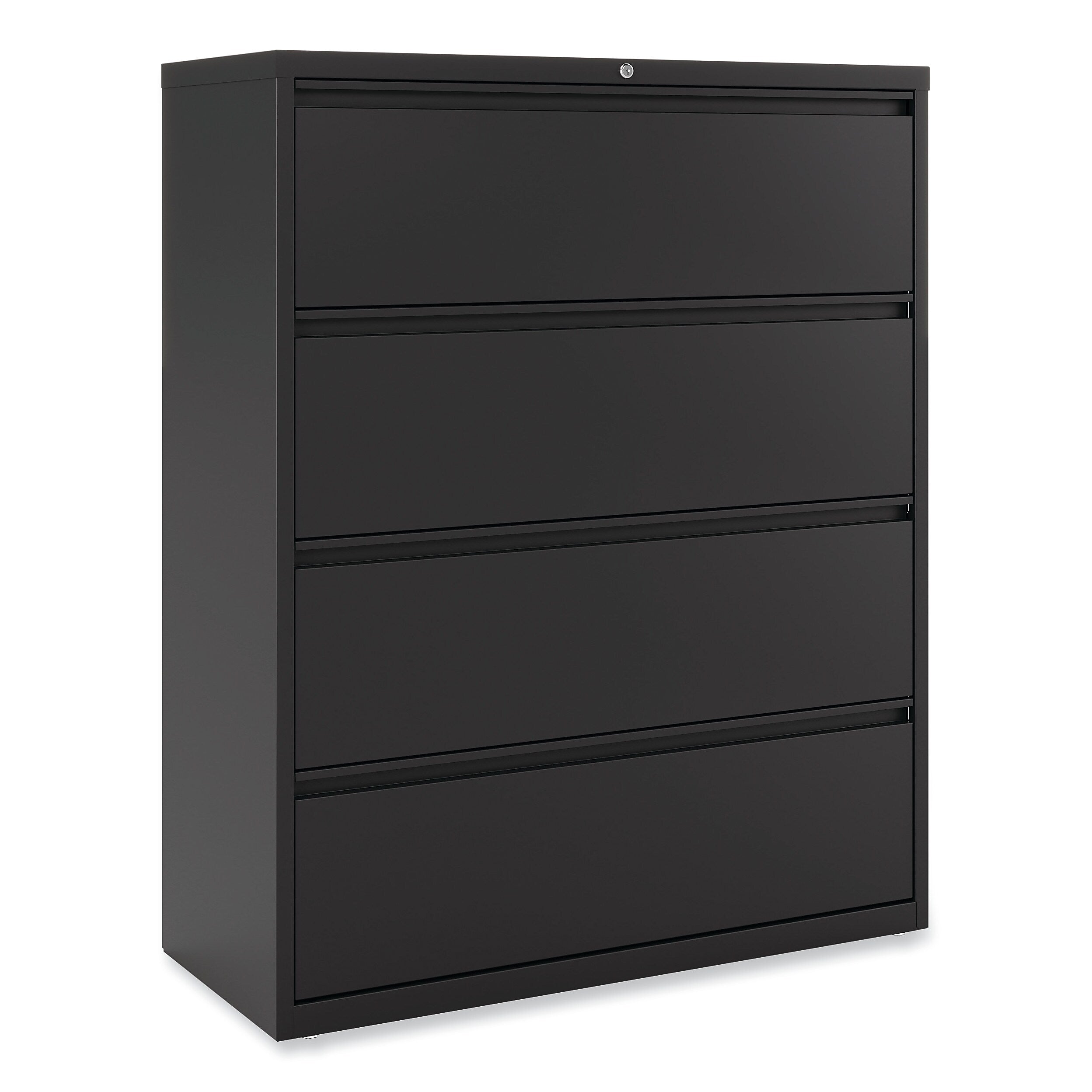 Alera 4-Drawer Lateral File Cabinet, Locking, Letter/Legal, Black, 42.13" (ALELF4254BL)
