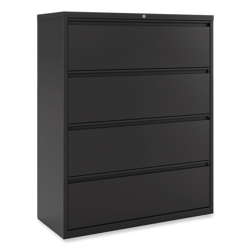 Alera 4-Drawer Lateral File Cabinet, Locking, Letter/Legal, Black, 42.13" (ALELF4254BL)