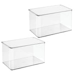 iDESIGN Storage Container with Hinged Lid, Plastic, Clear, 2/Pack (29192M2)