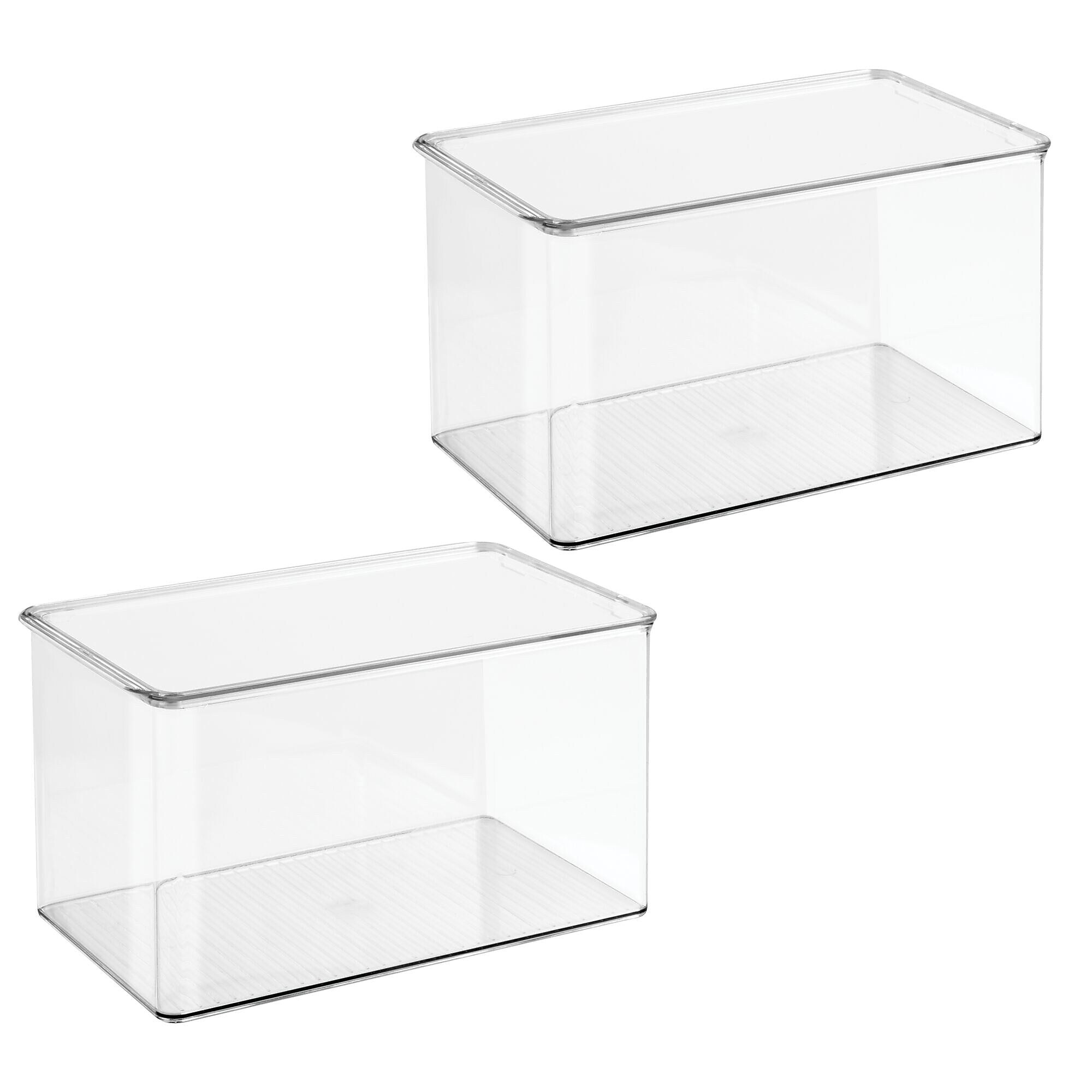 iDESIGN Storage Container with Hinged Lid, Plastic, Clear, 2/Pack (29192M2)