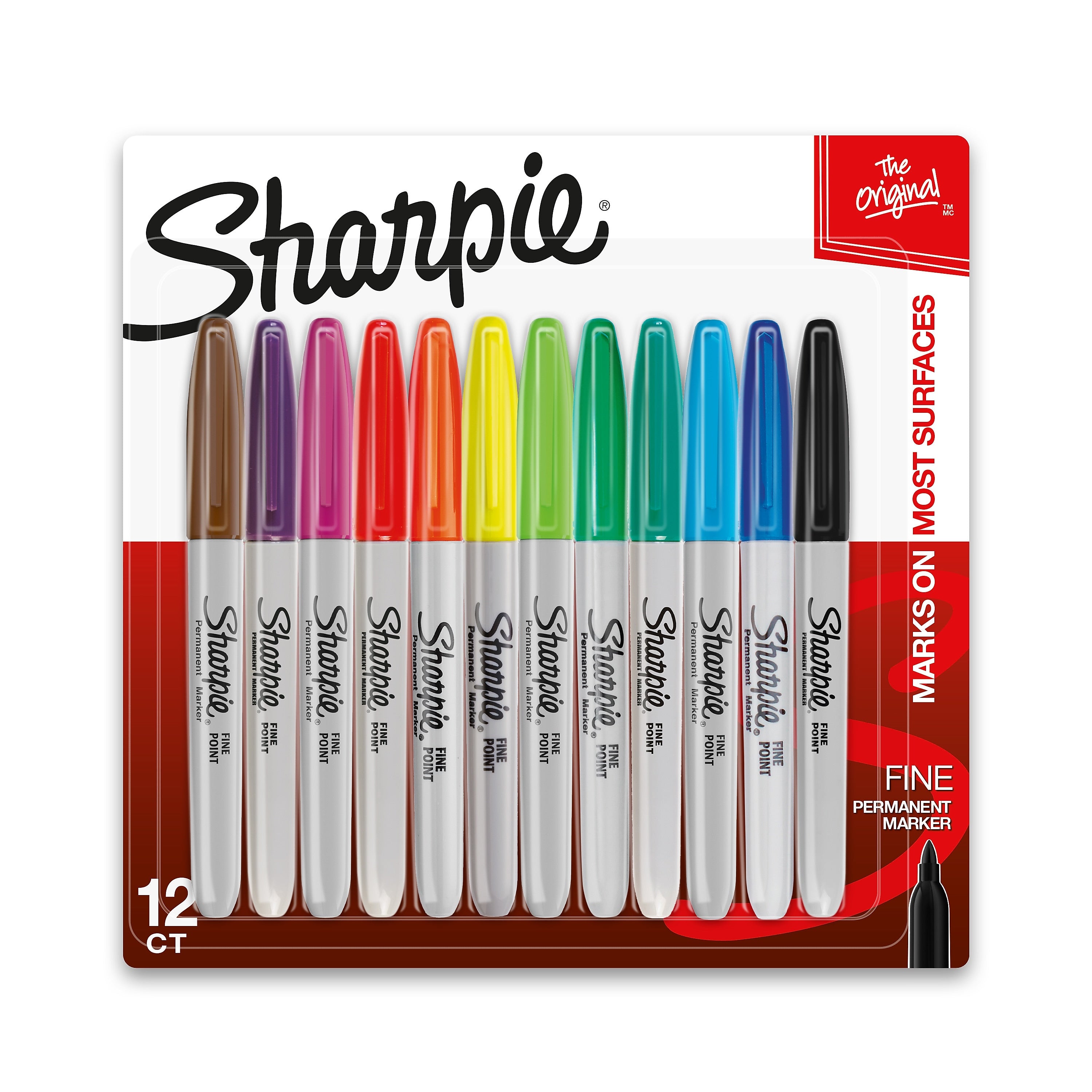 Sharpie Permanent Marker, Fine Tip, Assorted, 12/Pack (30075/30072)