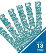 Carson Dellosa Scalloped Border Strips 3" x 3', Teal with Leaves, 13/pack (108522)