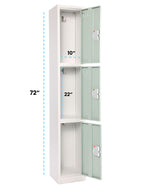 AdirOffice 72"H 3-Tier Misty Green Storage Locker (ADI629-203-MGRN-DL)