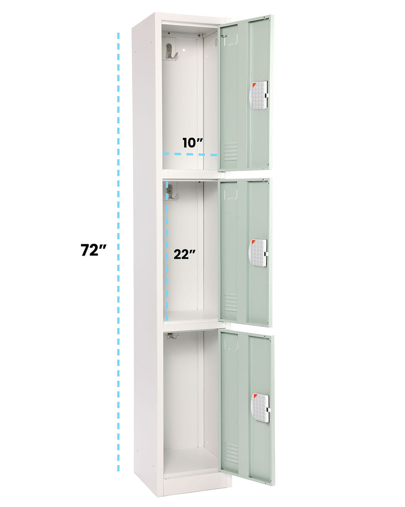AdirOffice 72"H 3-Tier Misty Green Storage Locker (ADI629-203-MGRN-DL)