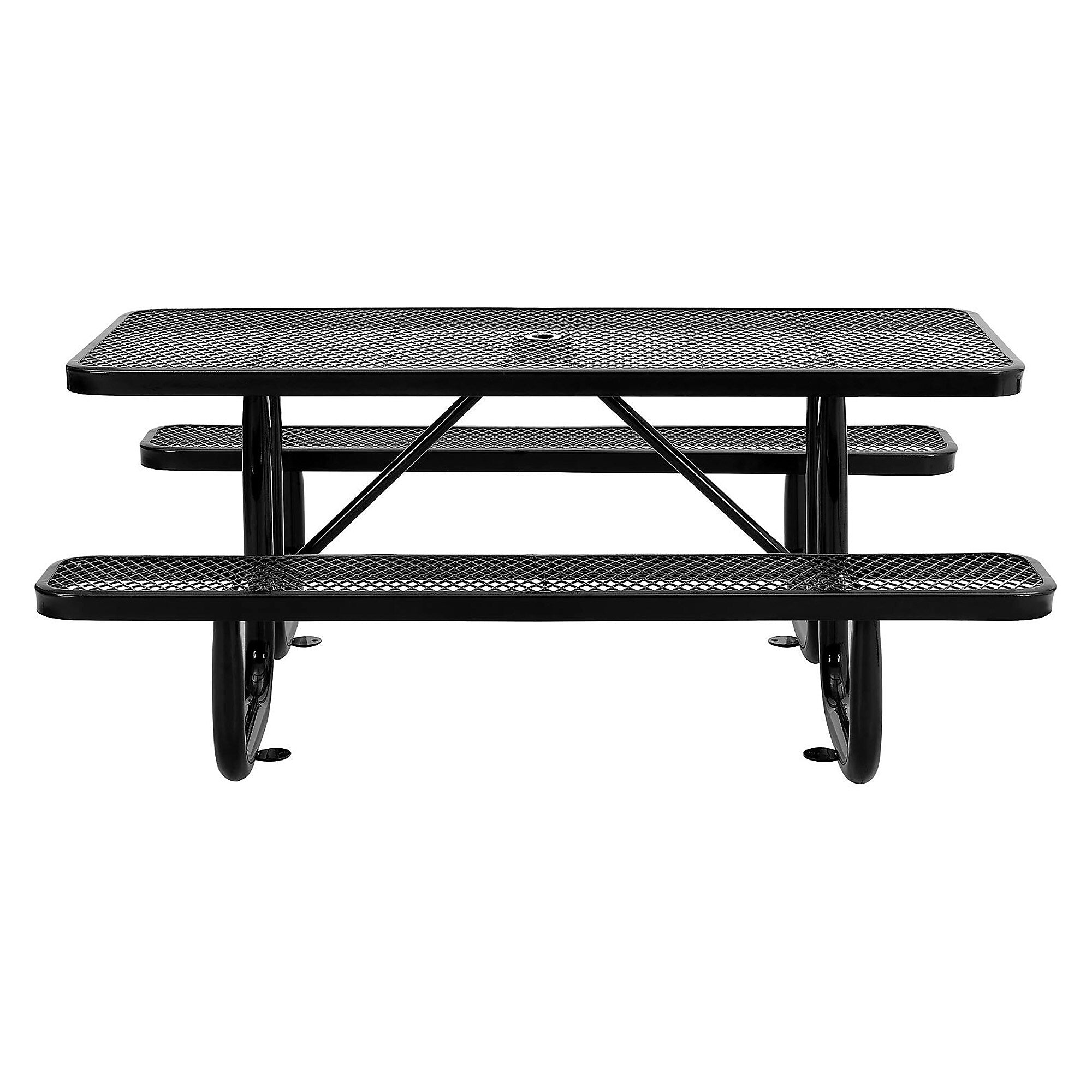 Global Industrial 6' Rectangular Outdoor Steel Picnic Table, Expanded Metal, Black (277152BK)