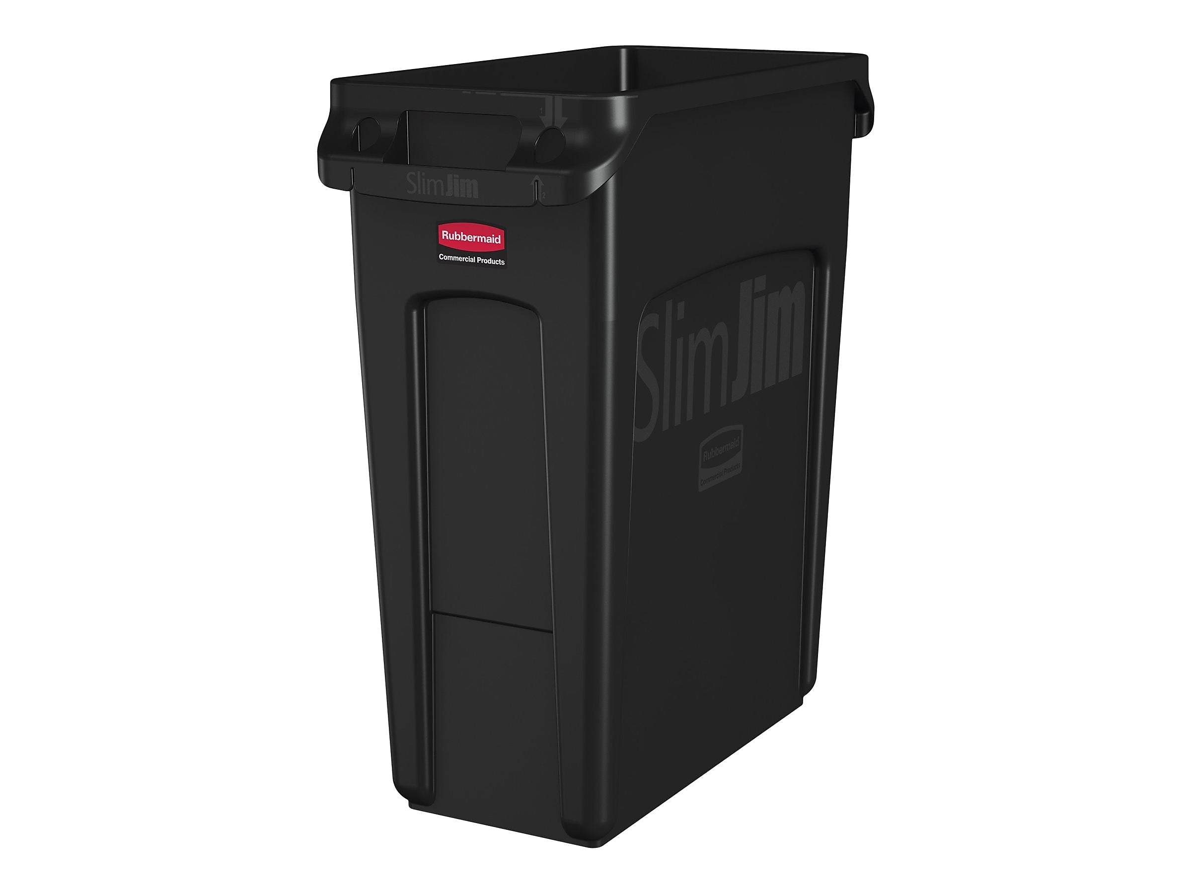 Rubbermaid Vented Slim Jim Resin Trash Can, 16 Gallon, Black (1955959)