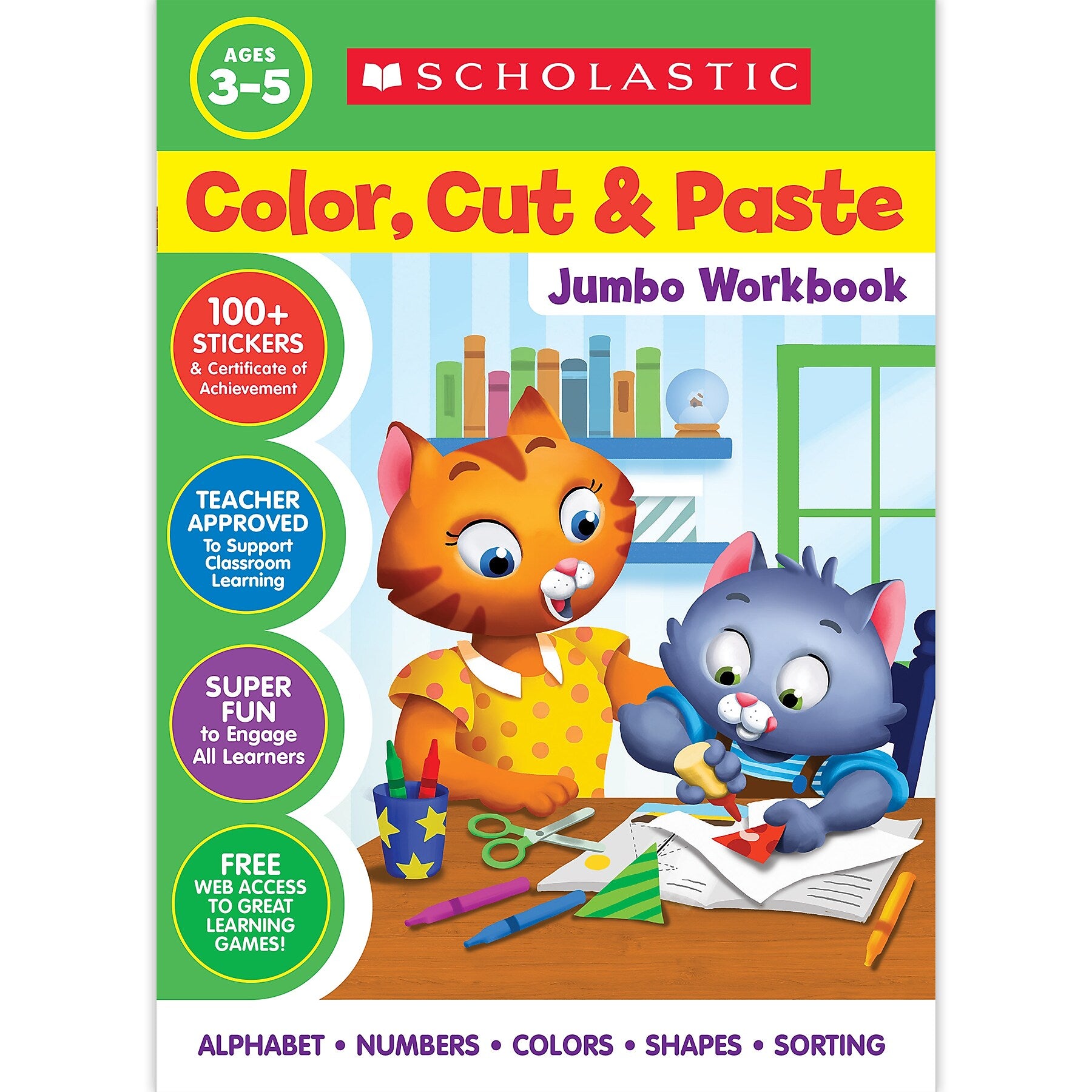 Scholastic Teaching Solutions Color, Cut & Paste Jumbo Workbook, 320 Pages, 3/Bundle (SC-9781546106999-3)