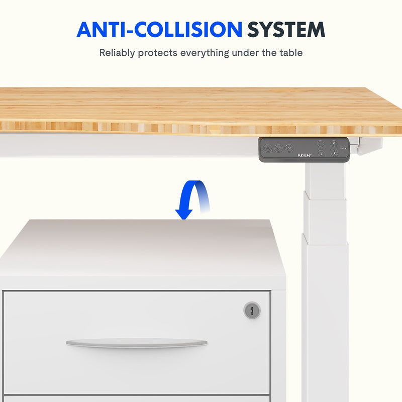 FlexiSpot E7COMMERCIAL 72''W Electric Adjustable Bamboo Standing Desk, Bamboo/White (E7WCOMCR7230LBZB)