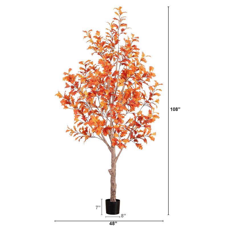 Nearly Natural 9' Autumn Oak Artificial Fall Tree (T4810)