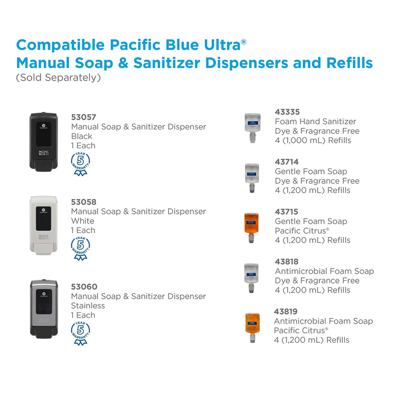 Pacific Blue Ultra Foaming Soap Refills, 40.5 Oz., 4/Carton (43714)