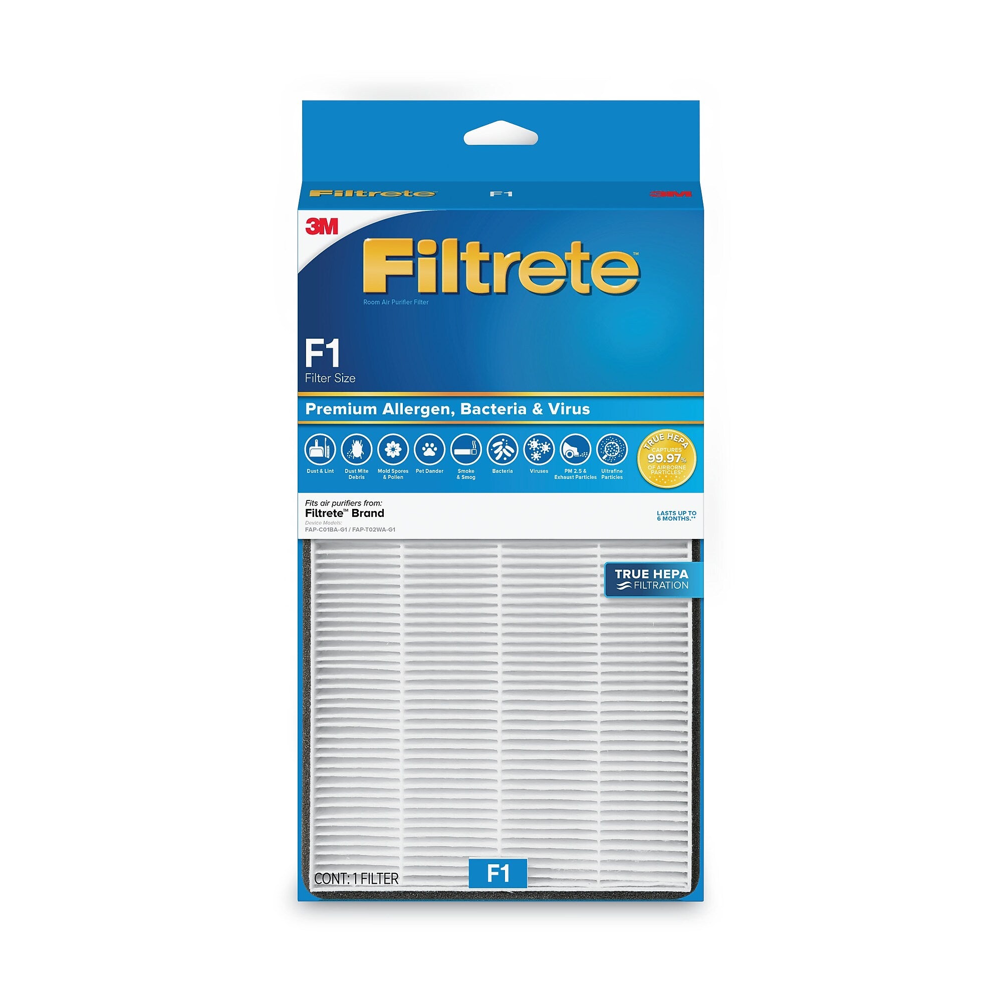 Filtrete Premium True HEPA Room Air Purifier Filter, 7.3 x 13.86, 4/Carton (MMMFAPFF1N4)