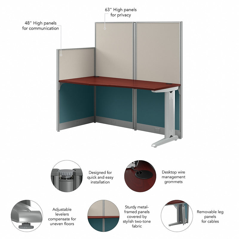 Bush Business Furniture Office in an Hour 63"H x 65"W Cubicle Workstation, Hansen Cherry (WC36492-03K)