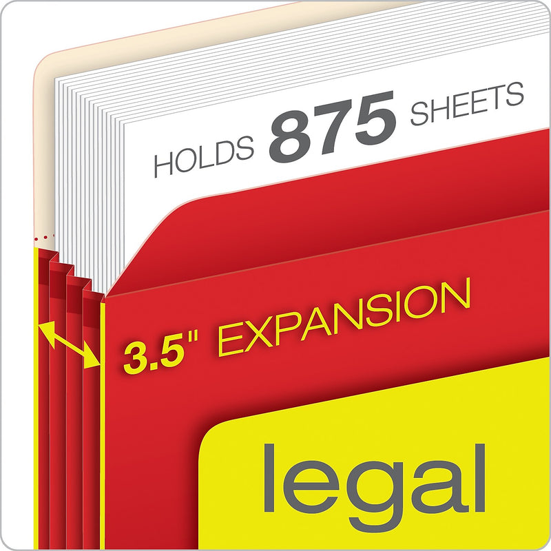 Pendaflex Reinforced File Pocket, 3 1/2" Expansion, Legal Size, Red (1526E RED)