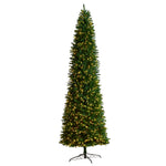 Nearly Natural 11-ft Slim Green Mountain Pine Artificial Christmas Tree with 950 Clear LED Lights (T3329)
