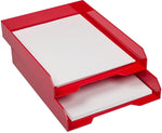 JAM PAPER Stackable Paper Trays, Red, Desktop Document, Letter, & File Organizer Tray, Sold Individually (344res)