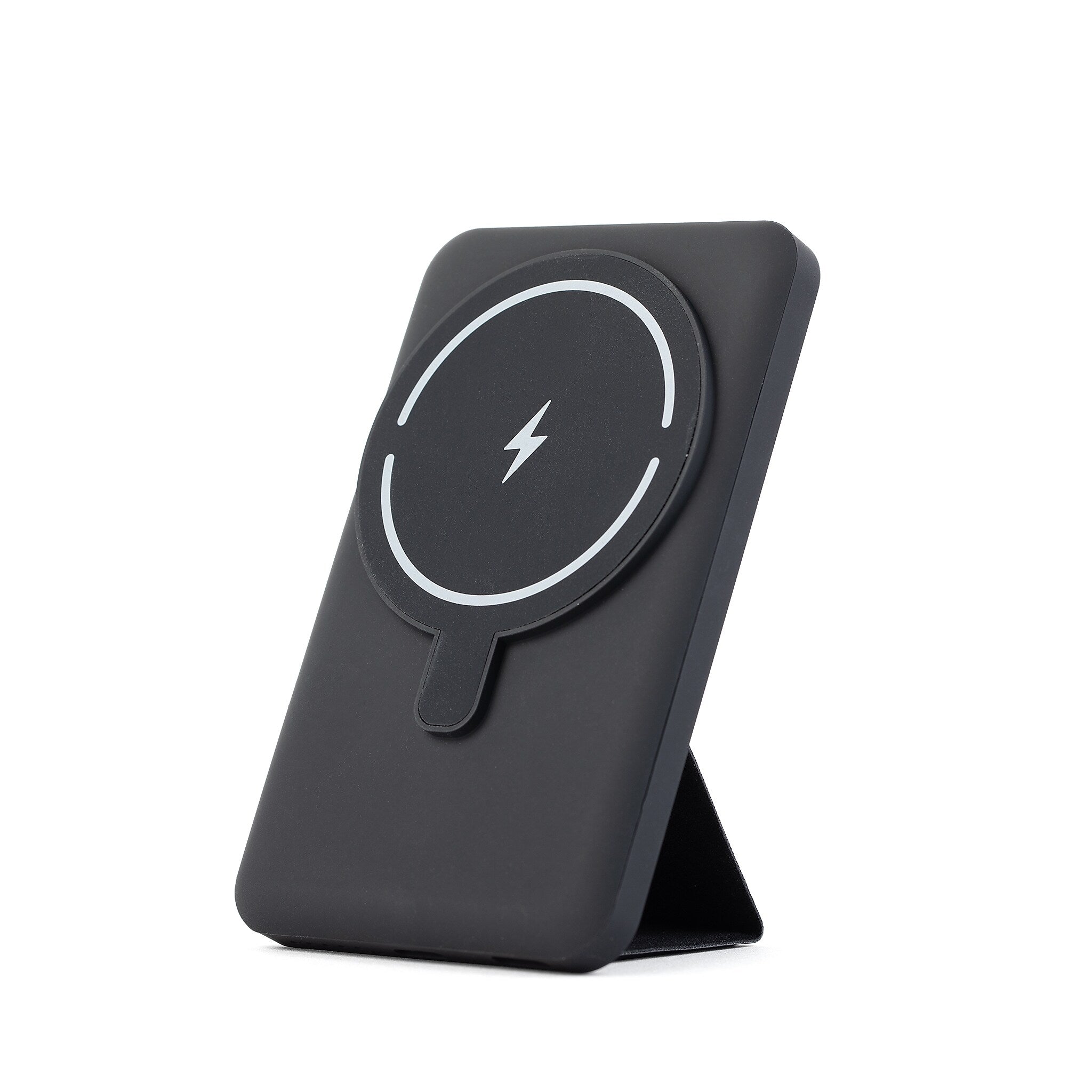 OTM Essentials Magnetic Wireless USB-A/USB-C Charger with Stand for Smartphones/Tablets, Black (OB-SMSPB2)