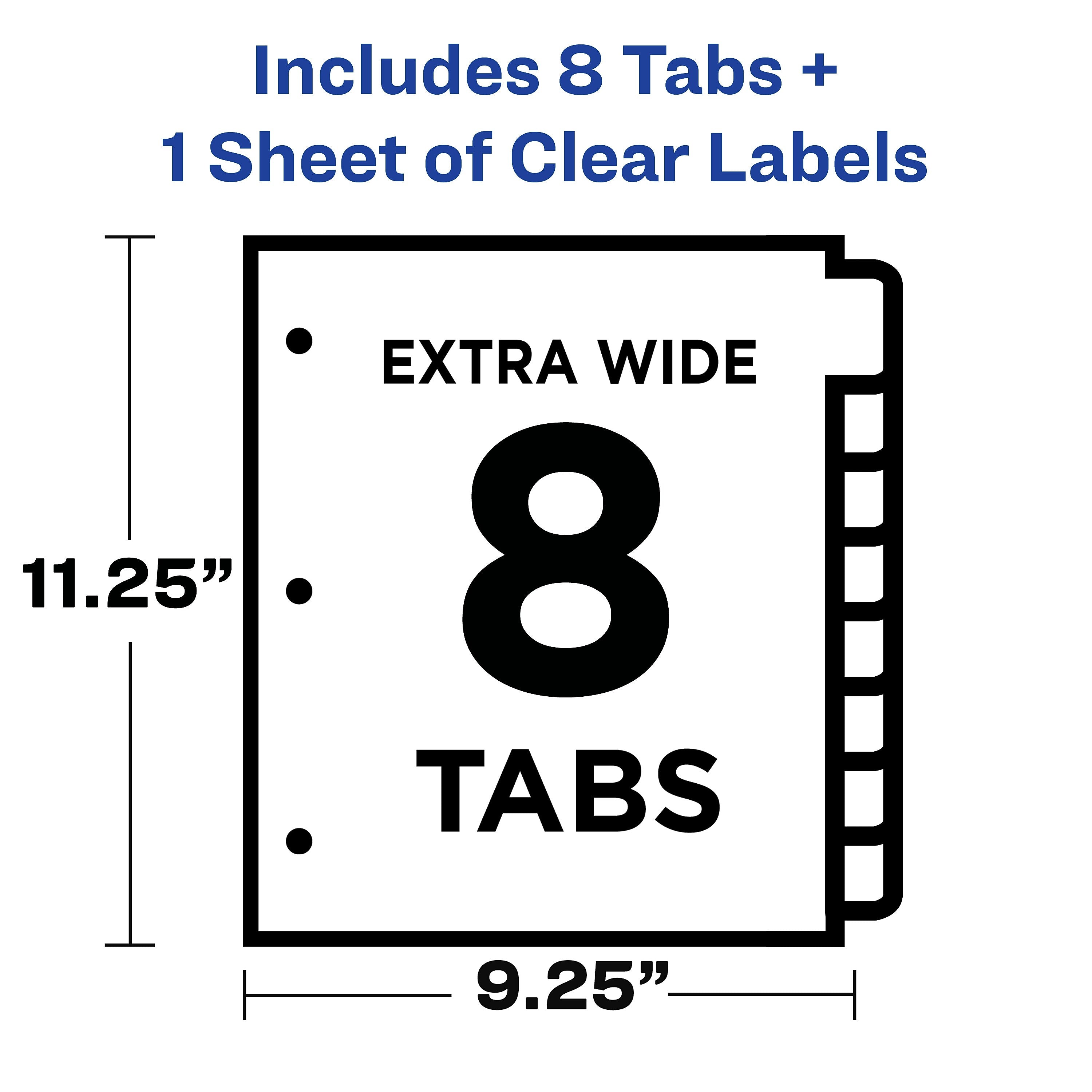 Avery Index Maker Extra-Wide Paper Dividers with Print & Apply Label Sheets, 8 Tabs, White (AVE11439)