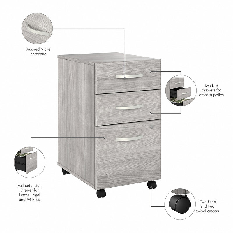 Bush Business Furniture Studio A 3-Drawer Mobile Vertical File Cabinet, Letter/Legal Size, Lockable, Platinum Gray(SDF216PGSU-Z)