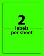 Avery Laser Shipping Labels, 5-1/2" x 8-1/2", Neon Green, 200 Labels/Box (5952)