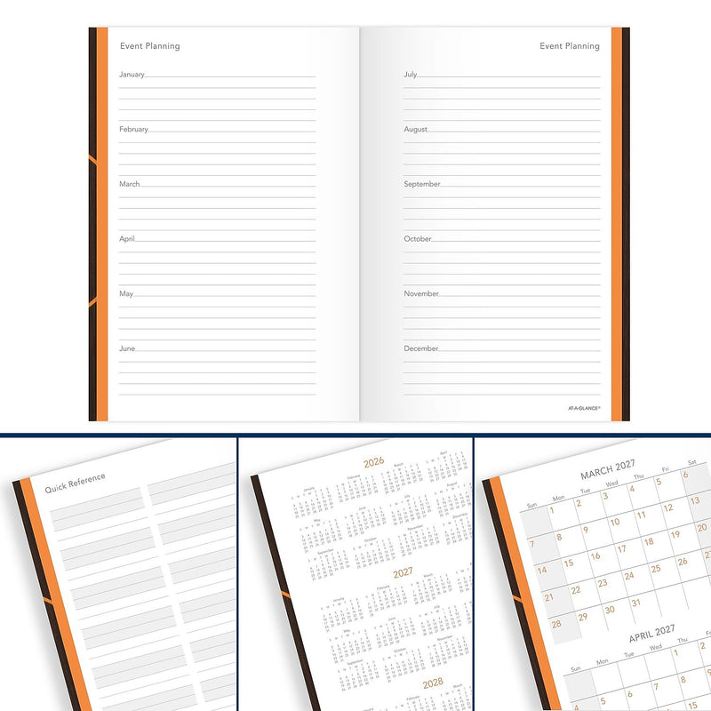 2026 AT-A-GLANCE Plan. Write. Remember. 5" x 8.25" Daily Planner, Paperboard Cover, Brown/Orange (70-6201-30-26)