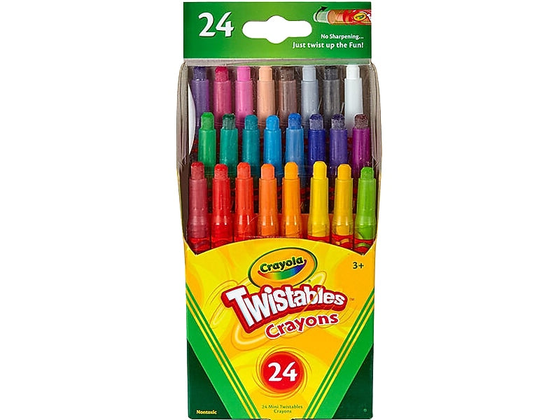 Crayola Twistables Mini Crayons, Assorted Colors, 24/Box, 12 Boxes/Carton (52-9724CT)