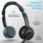 Treblab C7-Pro Noise Canceling Bluetooth Stereo Computer Headset, Black