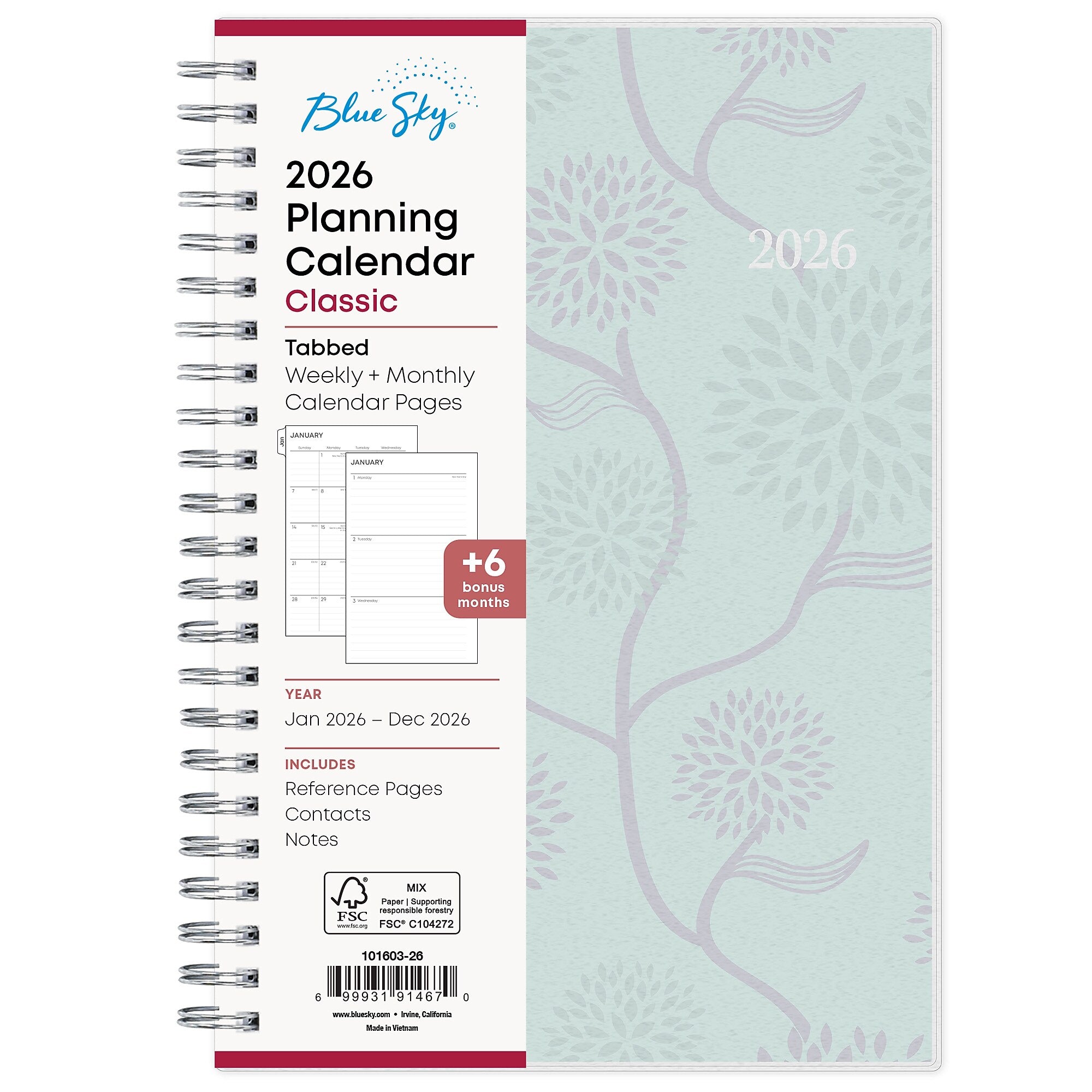 2026 Blue Sky Ru Du Flore 5" x 8"  Weekly & Monthly Planner, Plastic Cover, Multicolored (101603-26)