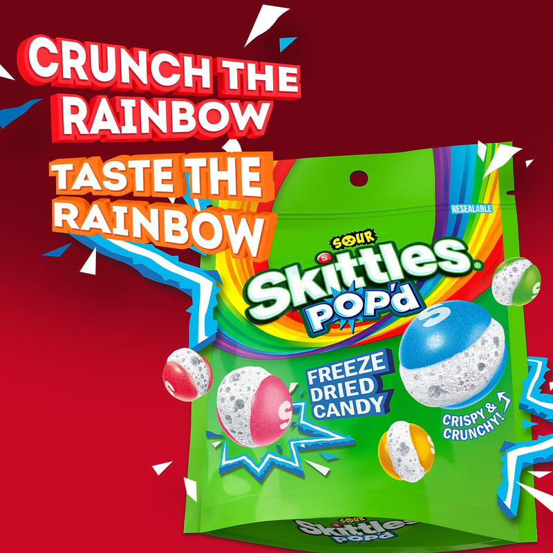 SKITTLES POP'd Sour Freeze Dried Candy, Assorted Flavors, 5.5 oz. (471767)