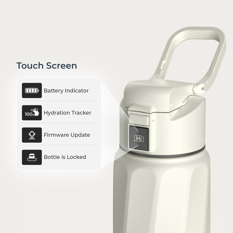 WaterH BOOST Stainless Steel Triple Wall Insulated Smart Water Bottle, 32 oz., White (B003WT)