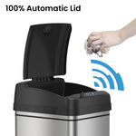 iTouchless Stainless Steel Sensor Trash Can, 13 Gallon, Silver (DZT13)