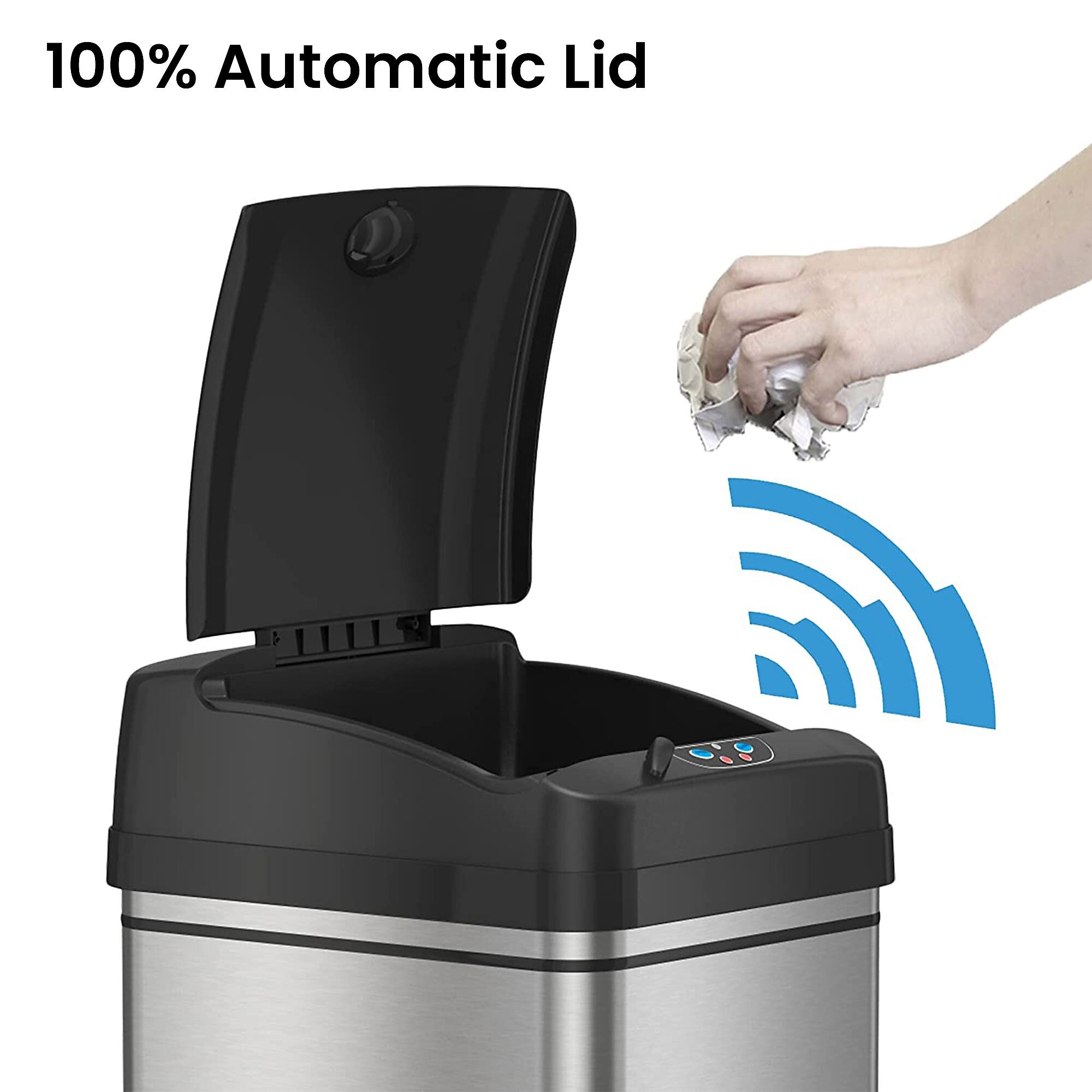 iTouchless Stainless Steel Sensor Trash Can, 13 Gallon, Silver (DZT13)