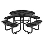Global Industrial 46" Round Outdoor Steel Picnic Table, Perforated Metal, Black (262078BK)