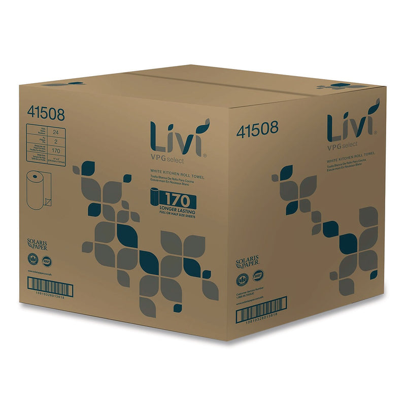 Solaris Livi VPG Select Regular Paper Towels, 2-Ply, 170 Sheets/Roll, 24 Rolls/Carton (41508)