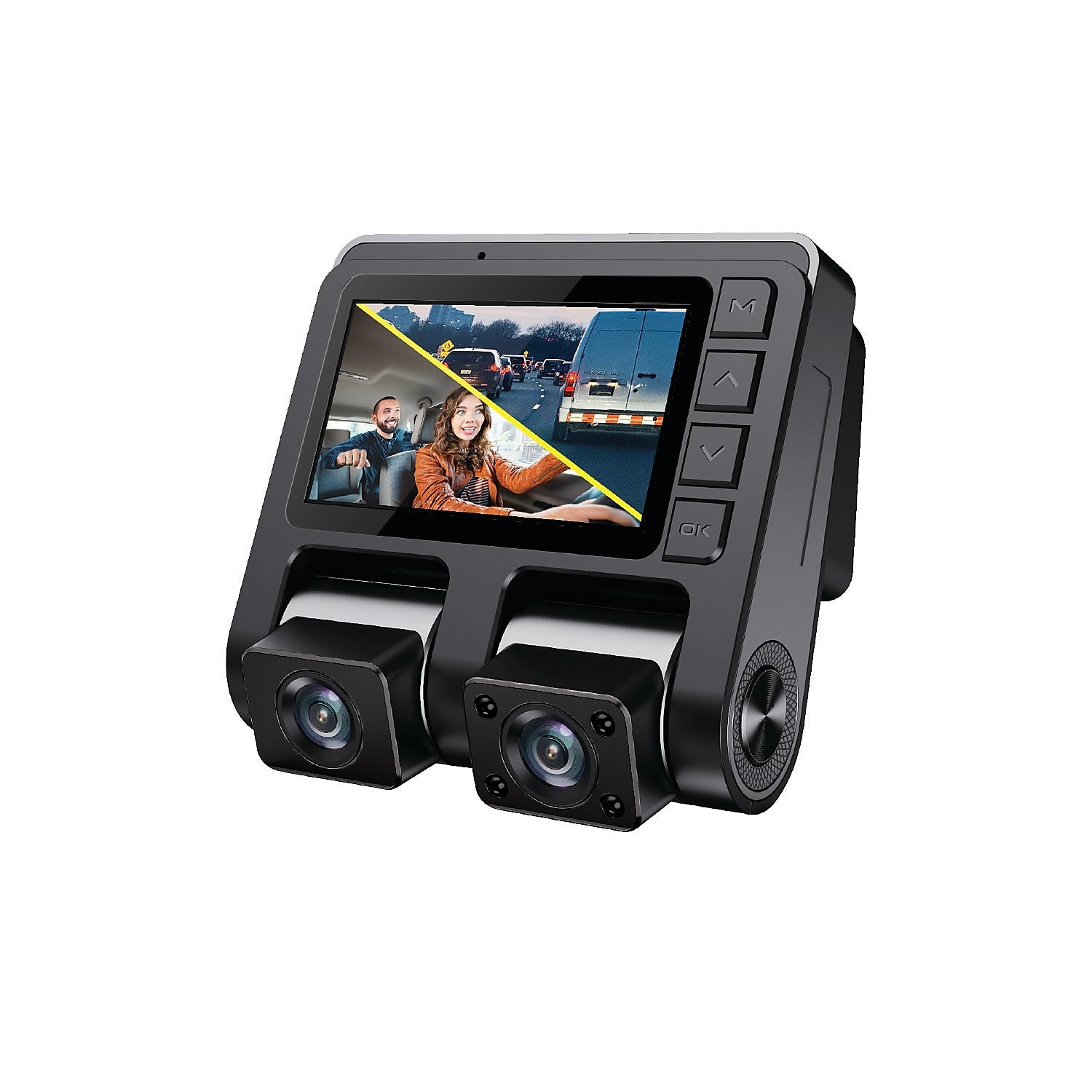 GekoGear Orbit D110 2 Channel 1080P Front/In-Cabin Dashcam With Display, Black