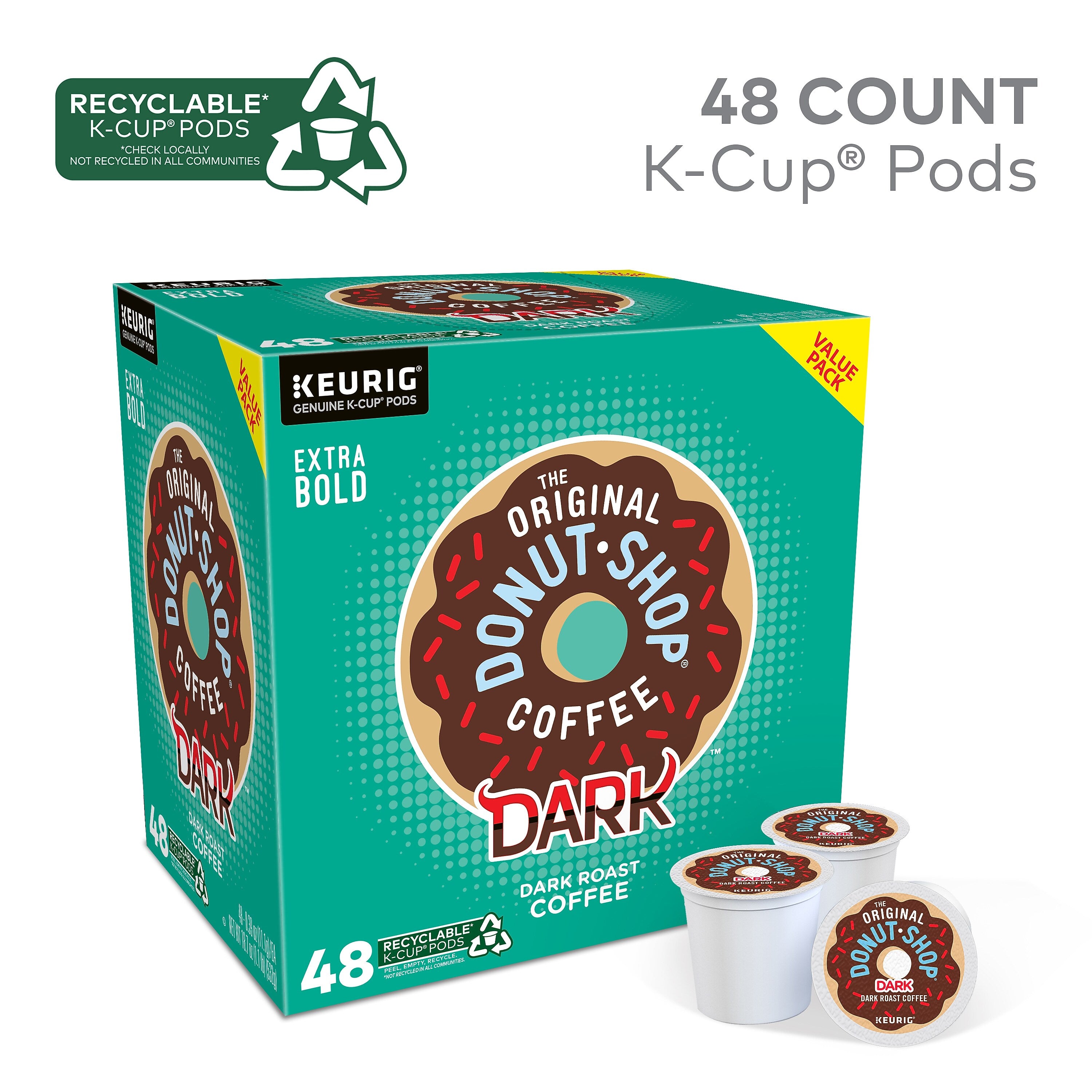 The Original Donut Shop DARK Coffee Keurig® K-Cup® Pods, Dark Roast, 48/Box (5000355634)