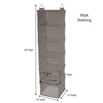 Household Essentials Hanging Closet Organizer, 6 Fabric Poly Linen Shelves (7402-1)