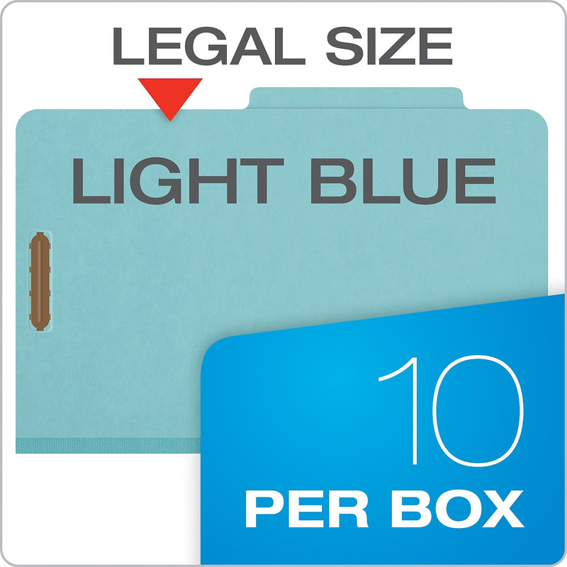 Pendaflex Heavy Duty Pressboard Classification Folder, 3-Dividers, 3 1/2" Expansion, Legal Size, Blue, 10/Box (29094)