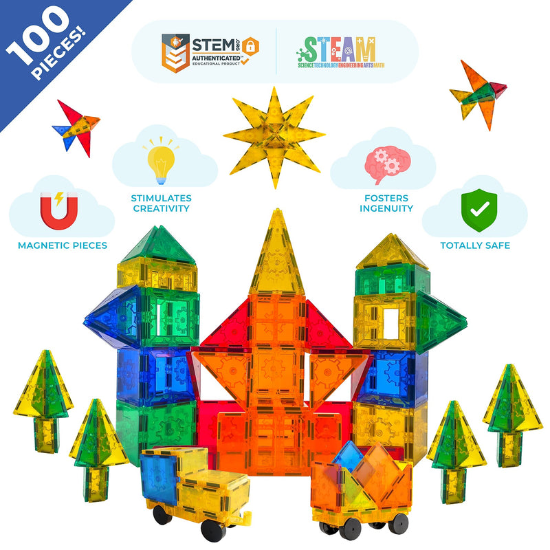 Tytan Toys Magnetic Tiles & Building Blocks, 100 Pieces (ACTYT002)