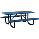 Global Industrial 6' Rectangular Outdoor Steel Picnic Table, Perforated Metal, Blue (694553BL)