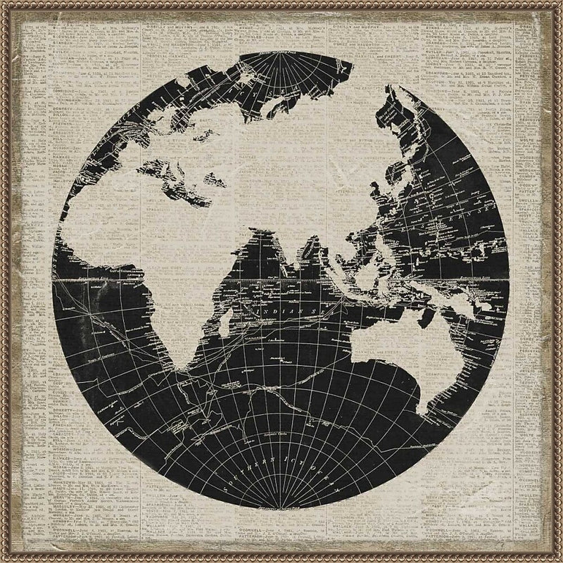 Amanti Art World News Map II by Elizabeth Medley Framed Canvas Wall Art Print, 30" x 30" (A42678299438)