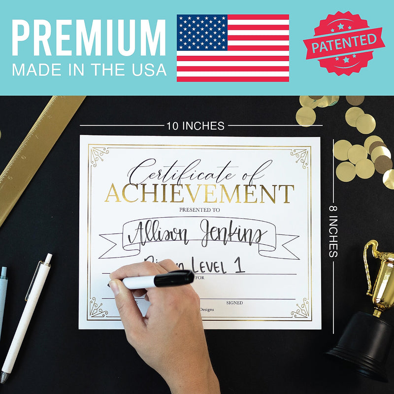 Hadley Designs Elegant Gold Award Certificates of Achievement for Students, 8" x 10", Multicolored, 25/Pack (HDDX004A2K2IP)