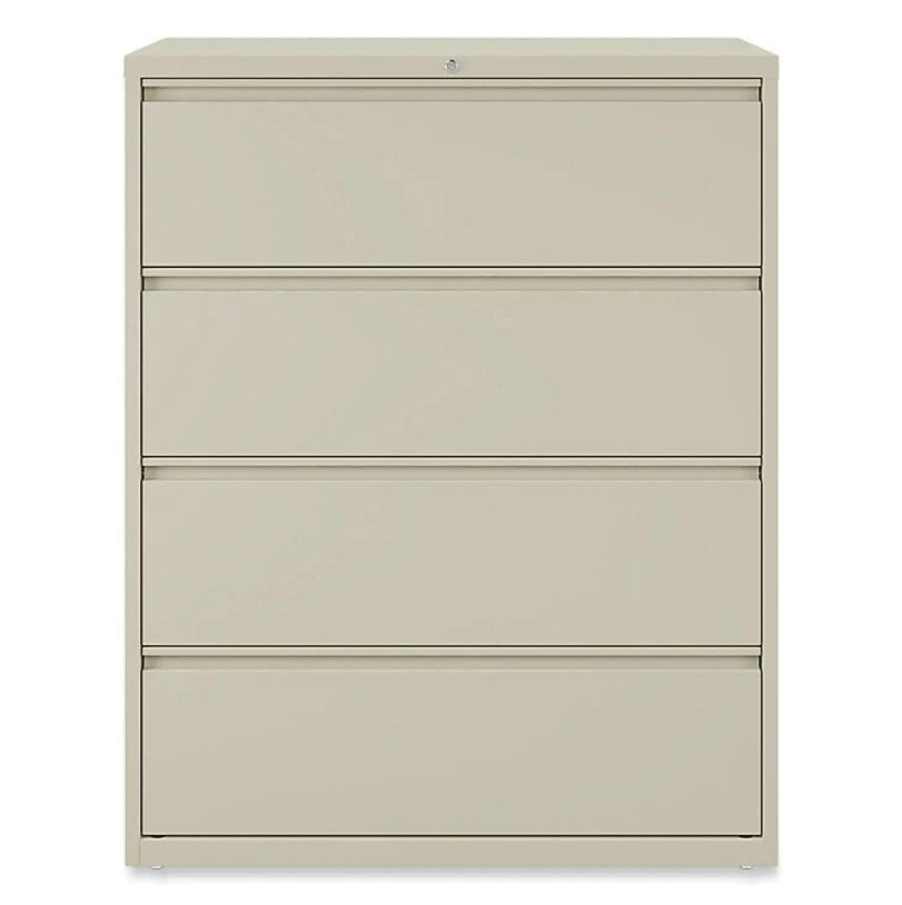 Alera 4-Drawer Lateral File Cabinet, Letter/Legal Size, Lockable, 52.5"H x 42"W x 18.63"D, Putty (ALEHLF4254PY)