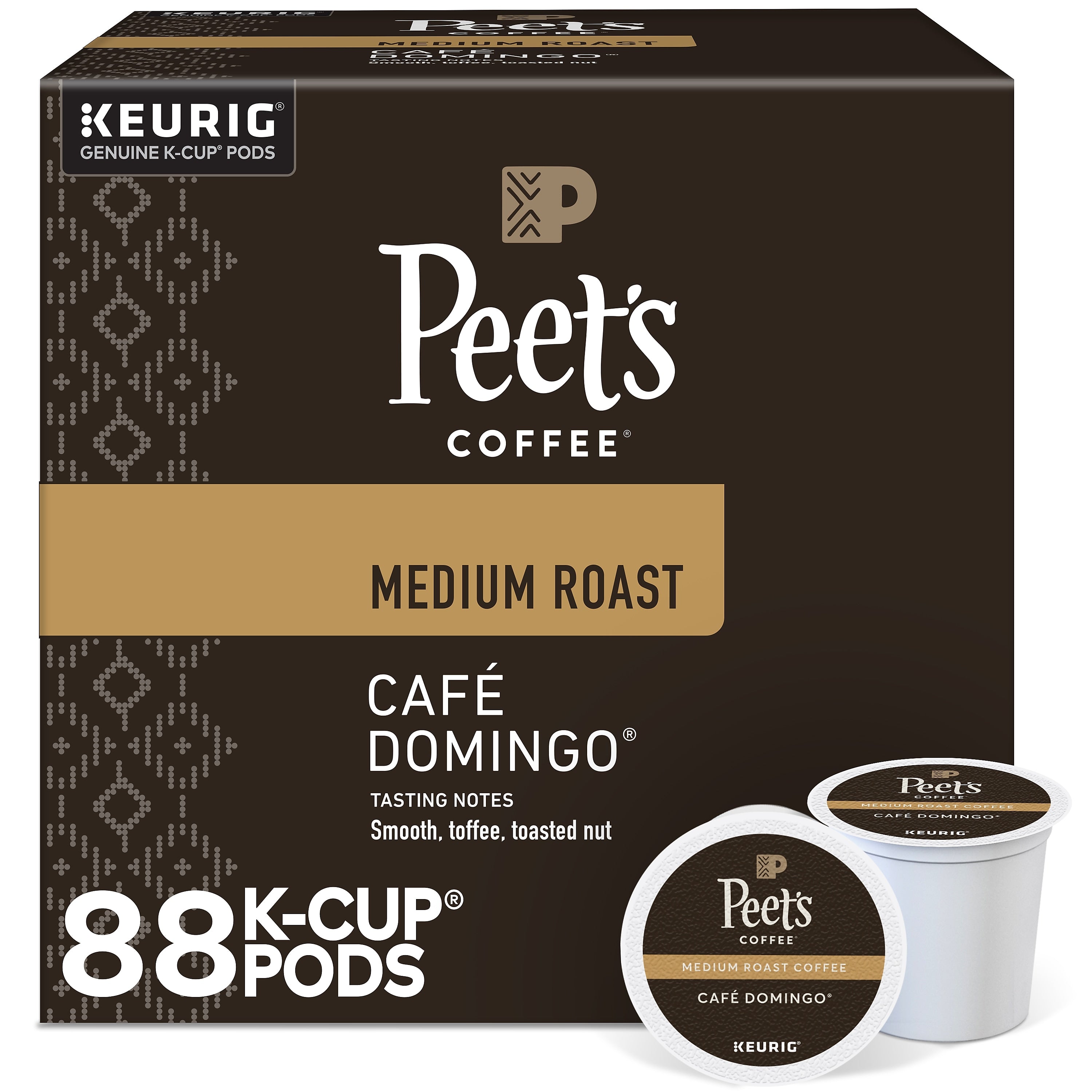 Peet's Coffee Cafe Domingo Coffee Keurig K-Cup Pod, Medium Roast, 88/Box (6543CT)