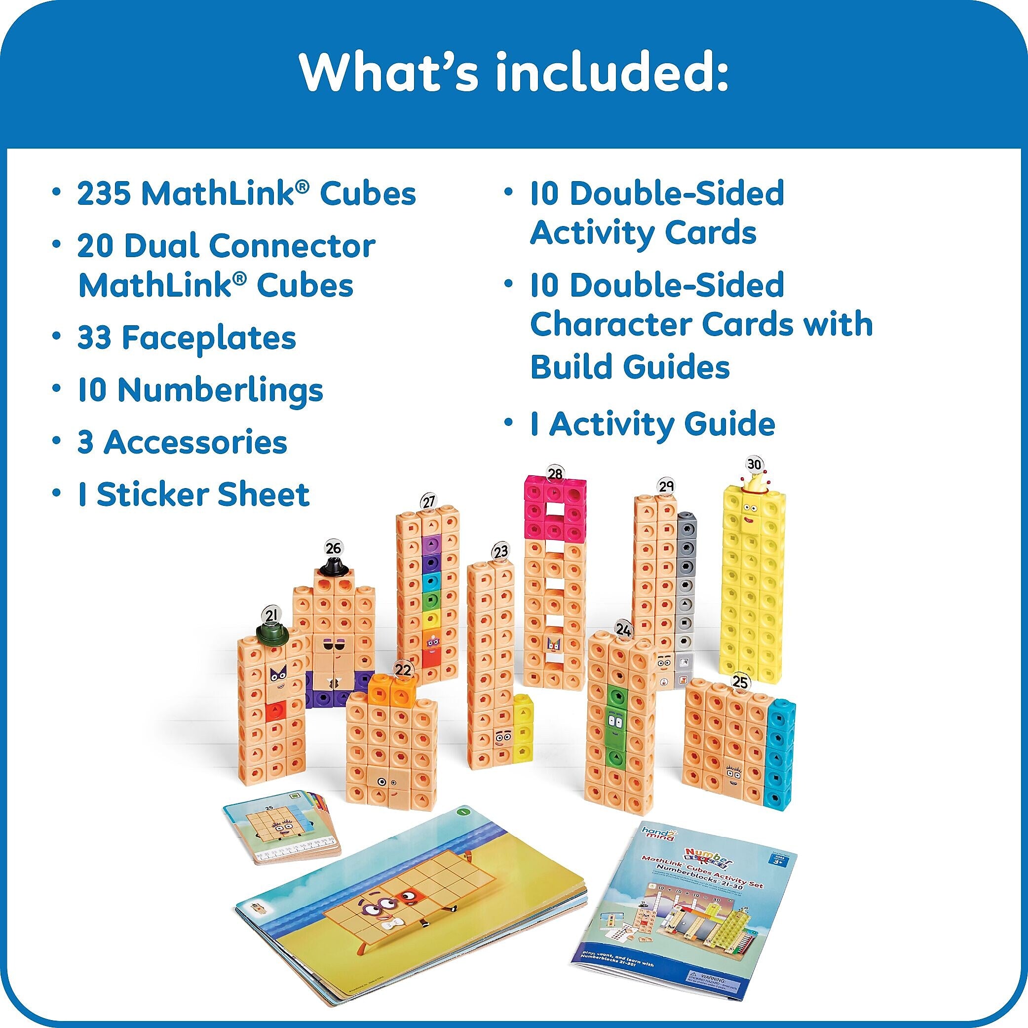 hand2mind MathLink Cubes Numberblocks 21-30 Activity Set (96321)