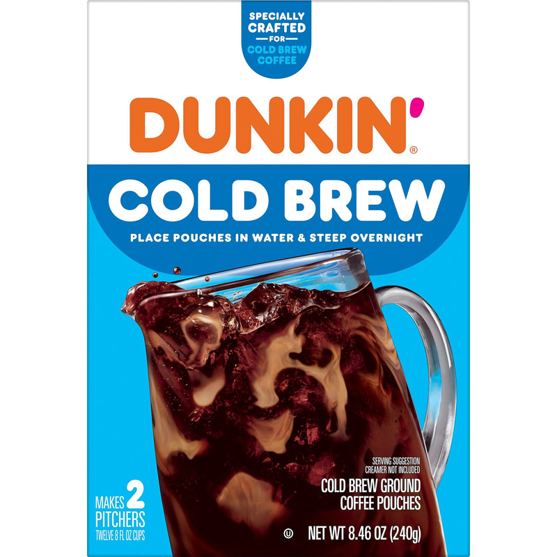 Dunkin' Cold Brew Ground Coffee Packets, 8.46 oz., 2/Box (8133400988)