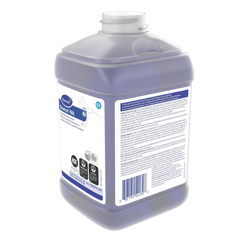 Diversey Glance NA Glass & Multi-Surface Cleaner for J-Fill, Refill, 2.5L, 2/Carton (100975197)