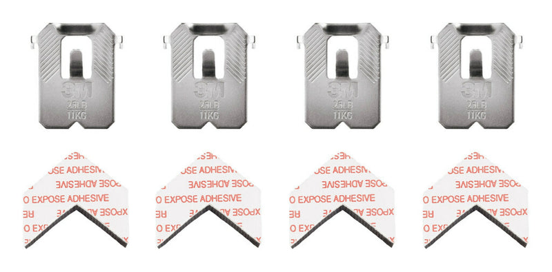 3M CLAW Large Picture Hanger, 25 lb, Silver, 4/Pack (3PH25M4ES)